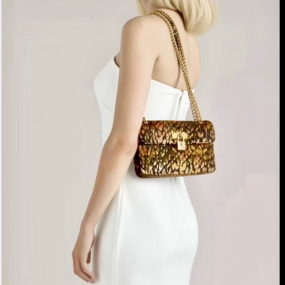 Kurt Geiger London Leopard Print Velvet Mini Brixton Crossbody Bag - Picture 11 of 12